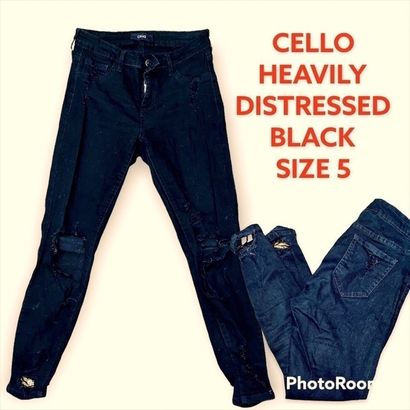 👖 3 for $30 👖cello distressed black skinny jeans - Picture 1 of 1